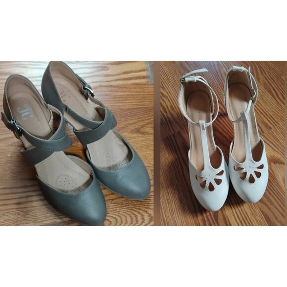 👠 HeelS! White Women's Heels + gray women's heels - Picture 1 of 12